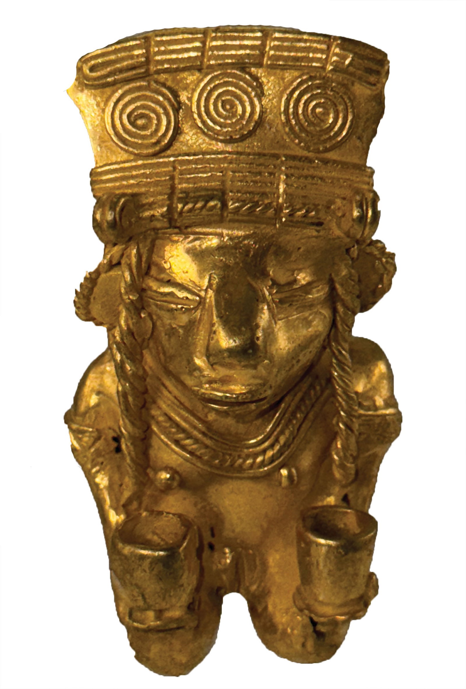 3” Tairona Effigy Kneeling Human. Gold Content Unknown.: 3” Tairona Effigy Kneeling Human. Gold Content Unknown.