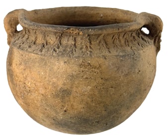 6" D. Strap Handle Jar. Arkansas. Solid with slight pressure crack. Ex Harvey McGehee. 