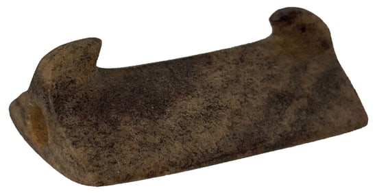 3 3/4" Hooked Saddleback Bannerstone. Gray Slate. Ohio. Ex Garth and Smith. COA.