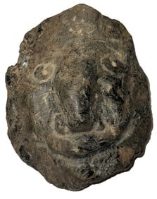 9 1/2" T. x 7 1/2" W. Carved Stone Head. Steatite. PA. Old Carving. Ex Doug Watkins.