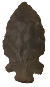 3 1/8" Double Notched Point. Meadowood Style. Dark Gray Hardstone. Ohio. Ex Doug Watkins. 