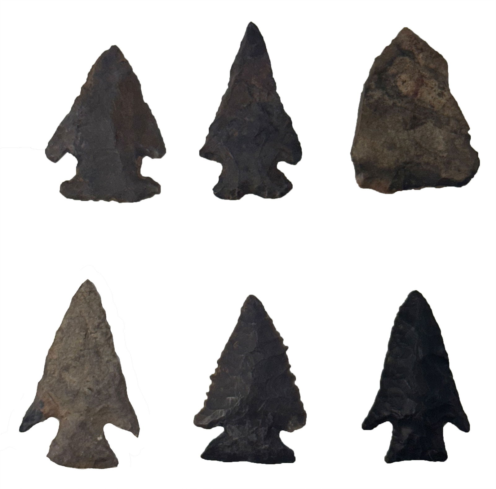 Frame of Six Points. 1 7/8" to 2 1/4". Variety of Materials and Provenances. Ex Kyle Metcalf.  (1 of 2)