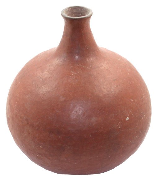 9 1/8” Early Historic Redware Bottle. AZ. Solid. Str: 42. 9 1/8” Early Historic Redware Bottle. AZ. Solid. Stroud