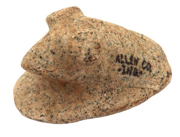 3 1/4” Undrilled Bust Birdstone (Popeyed). Davis COA: 344. 3 1/4” Undrilled Bust Birdstone (Popeyed). Hardstone. Allen Co, IN. Well made with detail. Davis COA