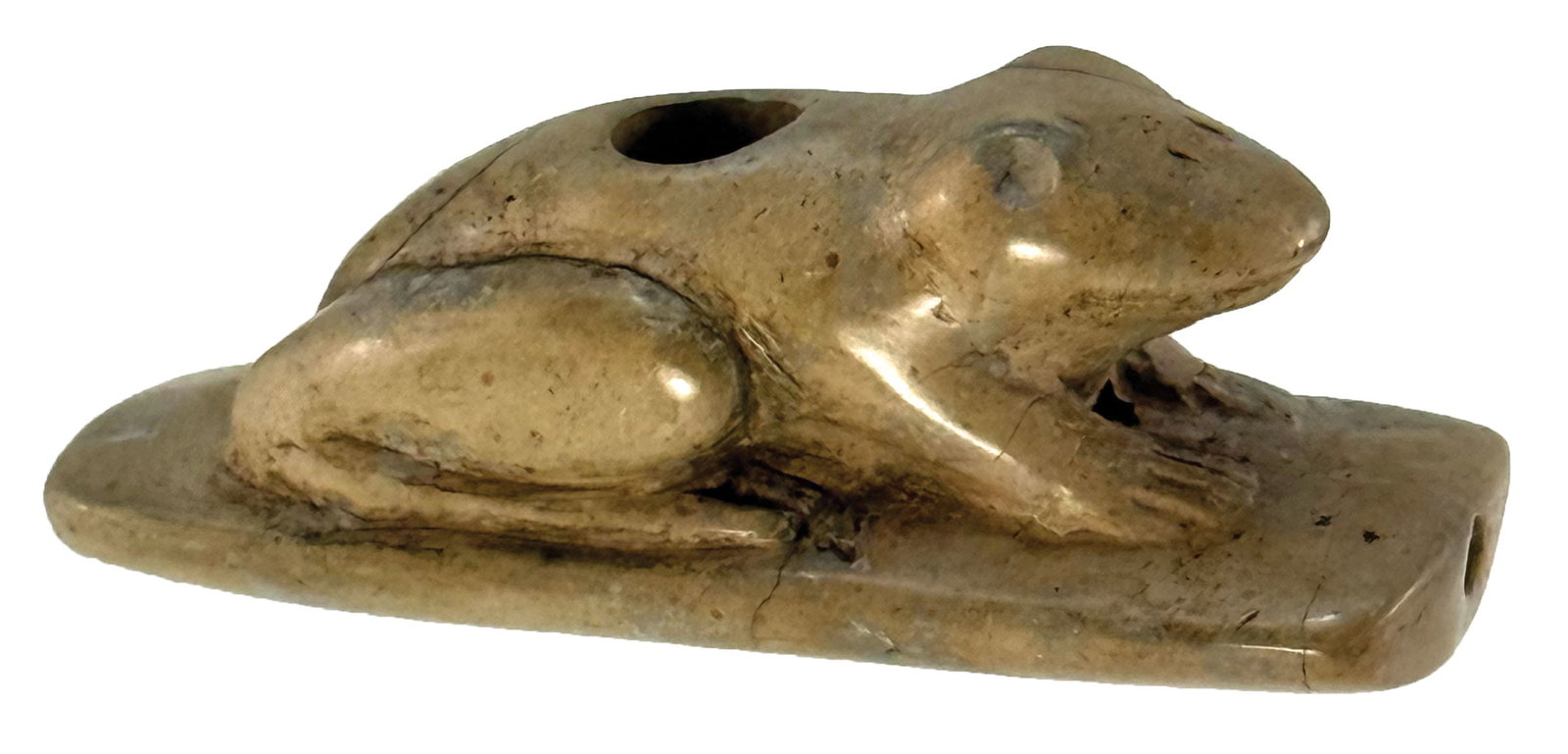 3 3/8" Hopewell Frog Effigy Pipe. Ohio. Polished Pipestone. Highly ornate. (1 of 9)