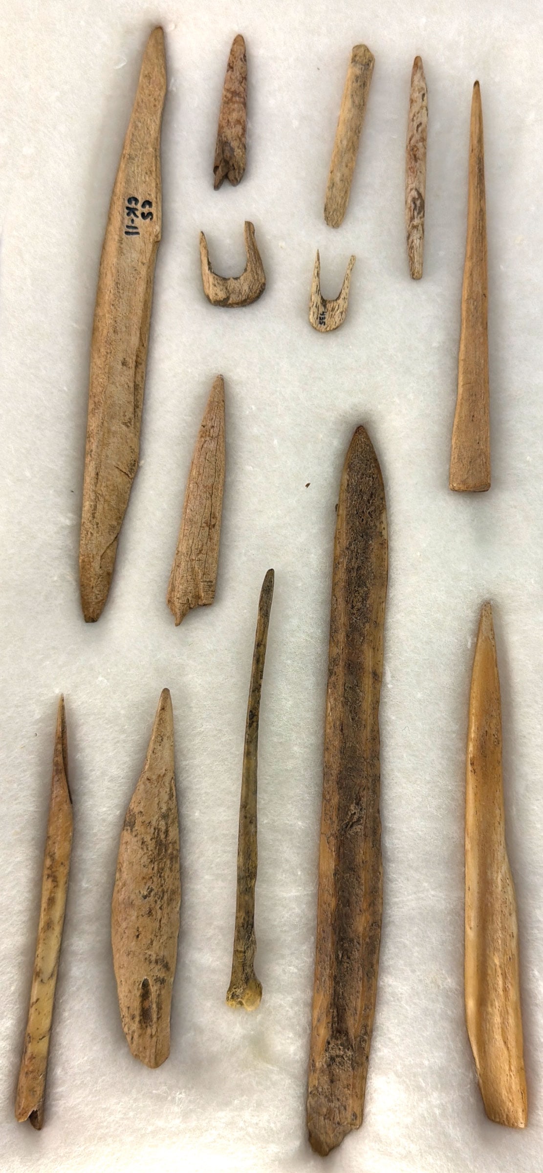 13 Bone Tools. Spencer County, Indiana. Ex Cameron Parks and Bourn. (1 of 2)