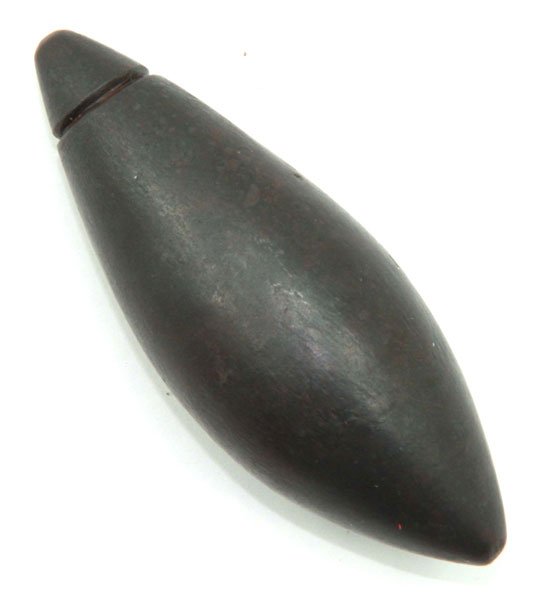 117. 2 5/8” Hematite Plummet. IN. Ex-Stroud, Pipe,: 117. 2 5/8” Hematite Plummet. IN. Ex-Stroud, Pipe, Royce.