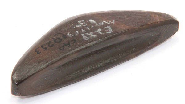 140. 3” Scooped Slate Boatstone. IN. Ex-Irwin,: 140. 3” Scooped Slate Boatstone. IN. Ex-Irwin, Quillen