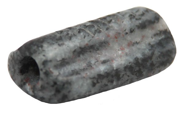 221. 1 7/8” Hinge Bannerstone. Mann Mound (IN).: 221. 1 7/8” Hinge Bannerstone. Mann Mound (IN). Striped Quartz with tally marks. Ex-Erdmann. Partain and Putty COAs