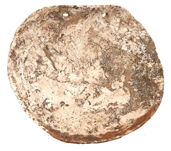 310. 6 1/4” Shell Gorget. Smyth Co, VA. Very fine.: 310. 6 1/4” Shell Gorget. Smyth Co, VA. Very fine. Ex-Dan Stroud