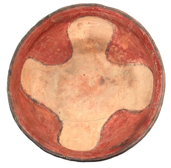 361. 10 1/4” D. Carson Red on Buff Quapaw Bowl.: 361. 10 1/4” D. Carson Red on Buff Quapaw Bowl. Yell Co, AR. Glued, no restoration. Original paint. One of the finest of its type we've offered. Davis COA