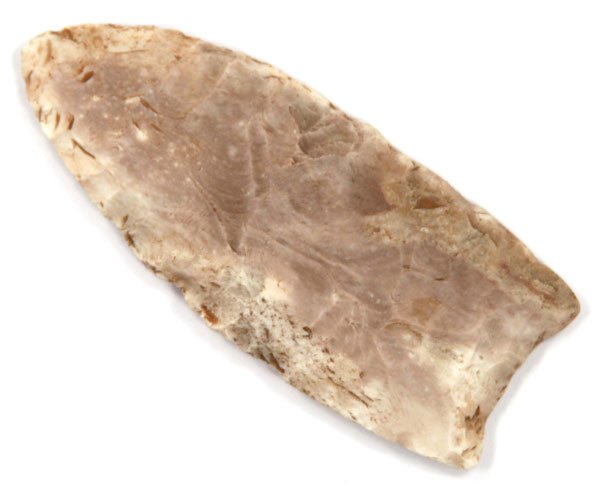 413. 4” Clovis Knife. Kendall Co, IL. Pictured.: 413. 4” Clovis Knife. Kendall Co, IL. Mottled tan and gray flint. Pictured in WW#10 (Fred Abel). Davis G8 COA