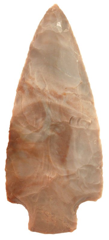 4 1/8" Hopewell. Jeff Co, KY: 4 1/8" x 1 7/8" Hopewell. Jefferson Co, KY. Rechipping on tip