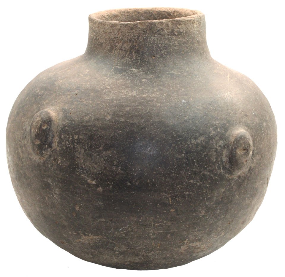 7 3/4" H. Medallion Jar. Miss Co, AR. Four faces.: 7 3/4" H. Medallion Jar. Miss Co, AR. Four faces. Solid. Ex-Ralph Rudolph