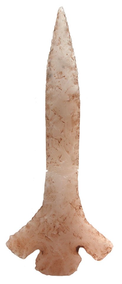 2 3/16" Agee. Pike Co, AR (Riley Site). Davis COA: 2 3/16" Agee. Pike Co, AR (Riley Site). Crystal Novaculite. Killed, glued. Only Agee from Riley Site. Davis COA