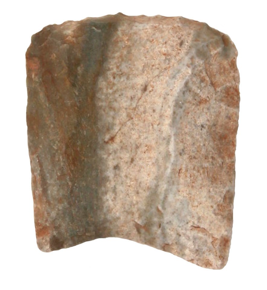 1 1/4" Clovis Scraper. IN. Indiana Green. Rogers COA: 1 1/4" Clovis Scraper. IN. Indiana Green. Rogers COA