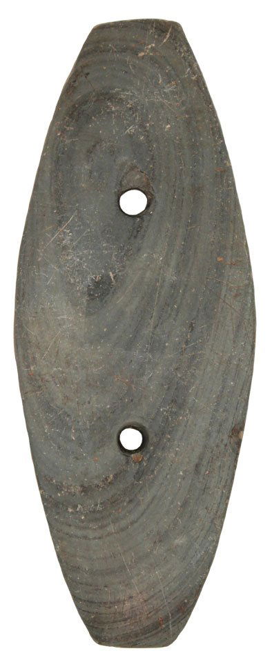 4 1/4" Adena Gorget. Richard Co, OH. Ex-Gilbert Wall: 4 1/4" Adena Gorget. Richard Co, OH. Ex-Gilbert Wall, Payne, Braun