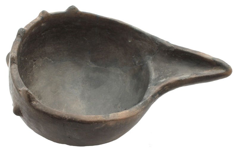 8 1/2" D. Conch Shell Bowl. Pictured. Hathcock: 8 1/2" D. Conch Shell Effigy Bowl. Crittenden Co, AR. Some gluing, repair. Pictured in The Quapaw and their Pottery (p71, fig 105) and WW#5, p79. Hathcock