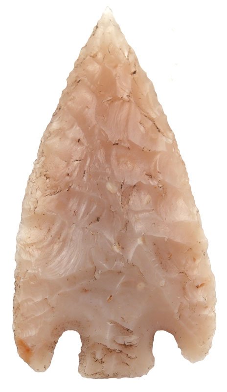 2 1/4" Basal Notch Point. AR. Pictured. Hathcock: 2 1/4" Basal Notch Point. AR. Translucent Novaculite. Pictured in Legends (p123). Hathcock