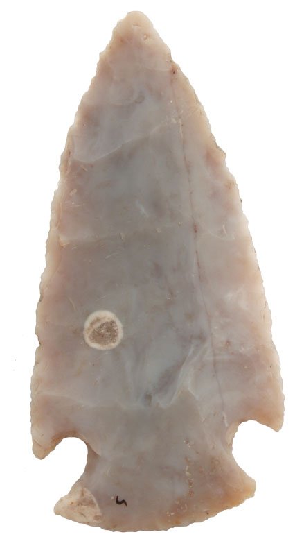 3 1/8" Chalcedony Hopewell Point. Huntington Co, IN.: 3 1/8" Chalcedony Hopewell Point. Huntington Co, IN. Ex-Irwin, Sam Cole