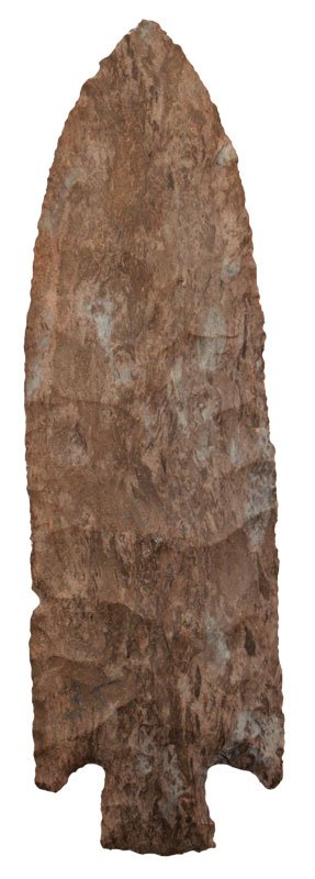 Large 6 13/16" Dover Stemmed Spear. MO. Hathcock: Large 6 13/16" Dover Stemmed Spear. Hopewell influence. Oregon Co, MO. Large and fine blade. Hathcock
