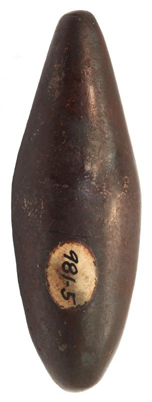 2 15/16" Hematite Plummet. Cooper Co, MO. Ungrooved: 2 15/16" Hematite Plummet. Cooper Co, MO. Ungrooved. Ex-Frank Morast, Ben Thompson