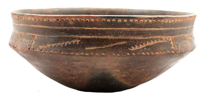 8 1/4" D. Friendship Bowl. Davis Site, AR. Hathcock: 8 1/4" D. Friendship Bowl. Davis Site. Pike Co, AR. Good condition. Pressure cracks, minor repair. Can be seen on Roy's shelf (WW#5, p80). Hathcock