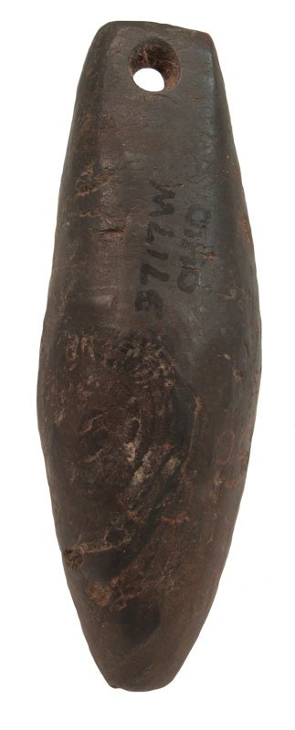 3" Drilled Hematite Plummet. OH. Ex-Werhle: 3" Drilled Hematite Plummet. OH. Ex-Augustine Werhle (3717-W)