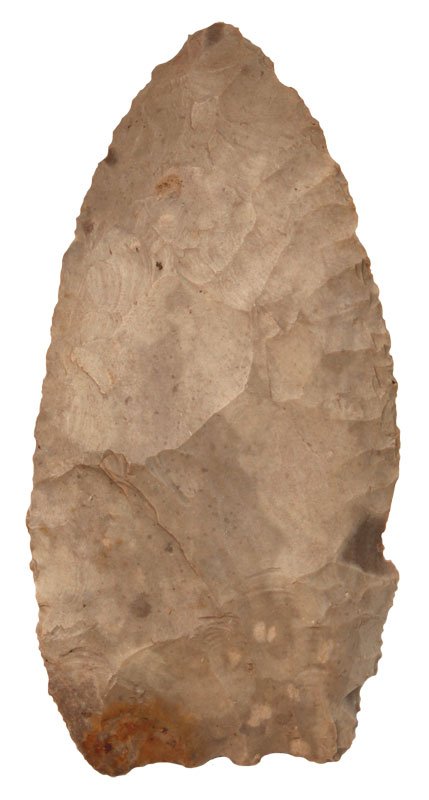 3 1/2" "Torqued" Fleshing Knife. IN. Ex- Hills: 3 1/2" "Torqued" Fleshing Knife. IN. Blade twist was incorporated into blade shape. Ex-Leslie Hills