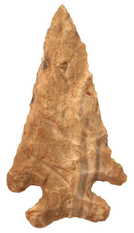 2 3/4" Thebes. Striped flint. Ex-Leslie Hills: 2 3/4" Thebes. Striped flint. Ex-Leslie Hills