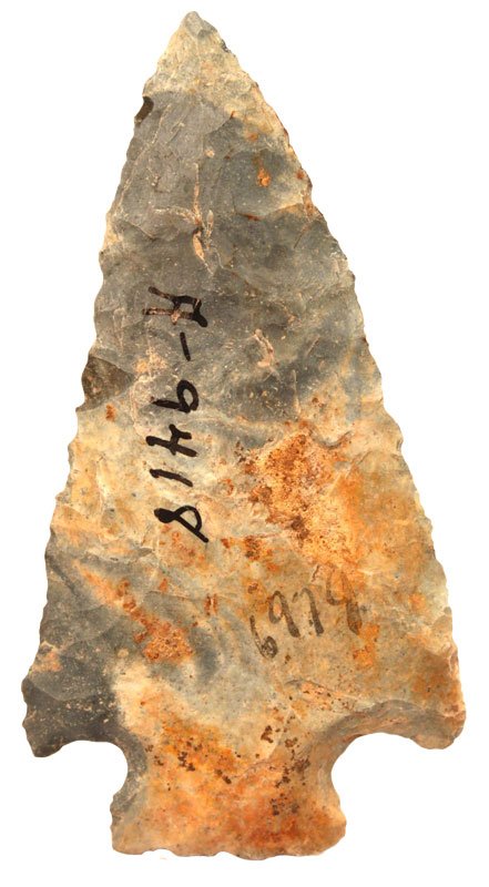 3" Cornernotch. Bluish Chert. Ex-R.K. Meyer: 3" Cornernotch. Bluish Chert. Ex-R.K. Meyer