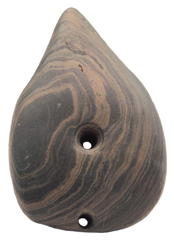 Effigy Gorget. OH. Pictured 1988. Davis COA: 3 3/16" Effigy Gorget. Huron Co, OH. Pictured in Charlie (Modoc) Smith's August 1983 Sale Catalog (p4) and in 1988 Redskin (#1, p16). Ex-Kenny Simper. Davis G9 COA