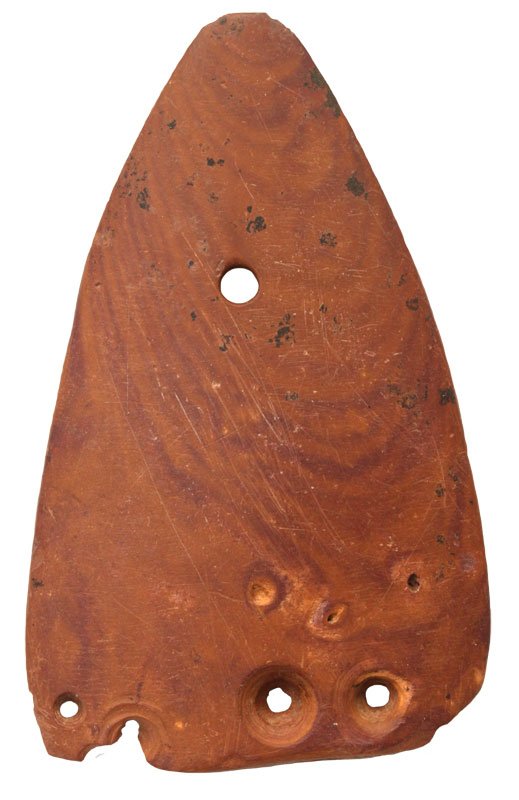 3 7/8" Salvaged Gorget. TN. Claystone: 3 7/8" Salvaged Gorget. Eastern Tennessee. Claystone