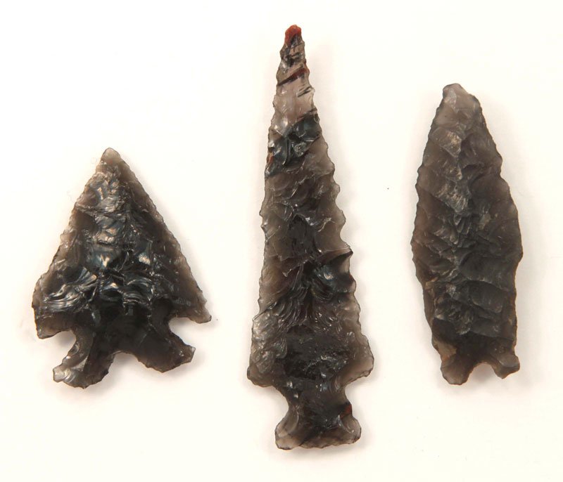 3 Fine Obsidian Points (1 5/16"-2 1/4"). OR. Hathcock: 3 Fine Obsidian Points (1 5/16"-2 1/4"). OR. Hathcock