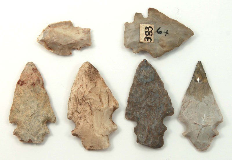 6 Doublenotched Points. Lawrence Co, MO. 1 1/4"-2".: 6 Doublenotched Points. Lawrence Co, MO. 1 1/4"-2". Hathcock