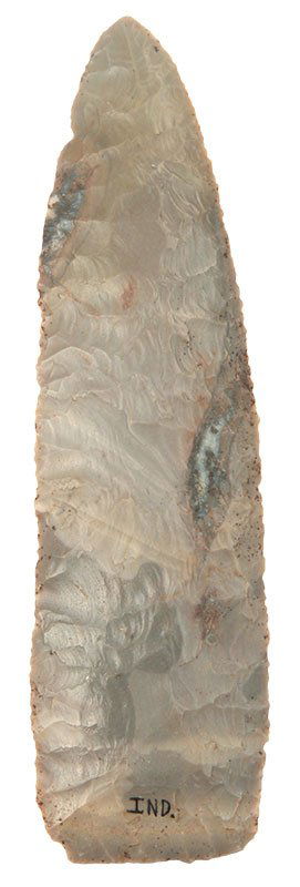 5 5/8" Stanfield. IN. Thin, well flaked. Well: 5 5/8" Stanfield. IN. Thin, well flaked. Well pictured in Collectors (Ballinger, p213). Putty G10 COA