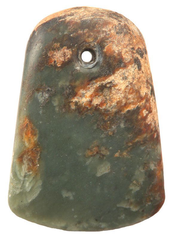 Very old 3 5/16" Jadite Chinese Pendant. Ex-Mountjoy: Very old 3 5/16" Jadite Chinese Pendant. Ex-Mountjoy