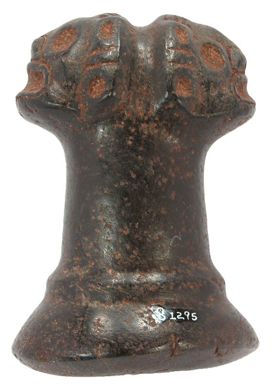 6 3/4" Two Headed Effigy Pestle. Taino. Hispaniola.: 6 3/4" Two Headed Effigy Pestle. Taino. Hispaniola. Ex-Sardofsky
