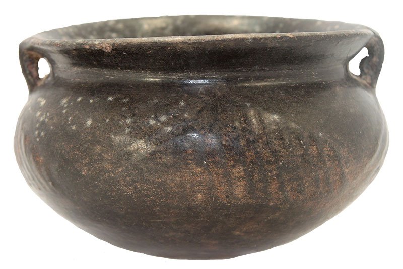 5 1/4" D. Chupicuaro Blackware Jar. Fine, pressure: 5 1/4" D. Chupicuaro Blackware Jar. Fine, pressure crack. MX. Pre-Columbian. Sam Johnson