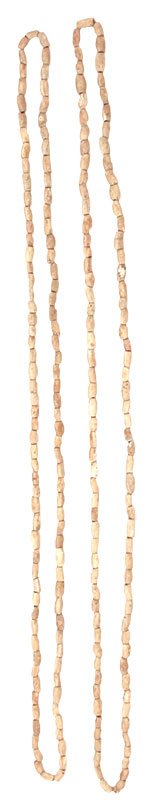 Two 41" Polished Shell Beads Necklaces. Spiro Mound.: Two 41" Polished Shell Beads Necklaces. Spiro Mound. Le Flore Co, OK. Acquired from Gilbert Dilley's Grandson, these Beads were in the Dilley Collection for decades.