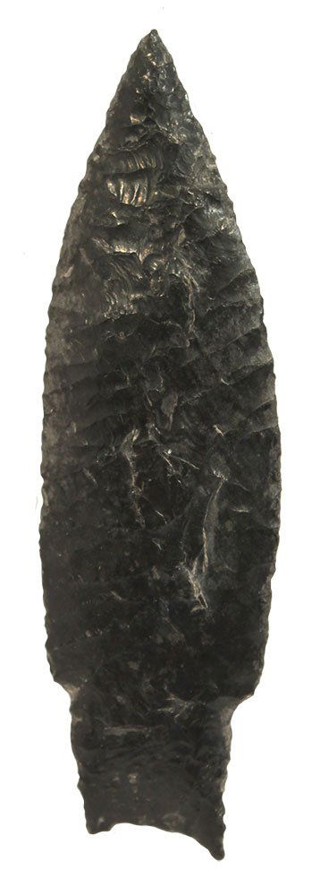 3 1/2" Windust.  Lake Co, OR.  Fine flaking.  Obsidian. (1 of 3)