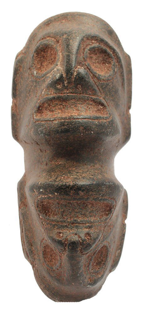 8 3/8" Dual Face Effigy Stone.  Taino.  Hispanolia. (1 of 3)