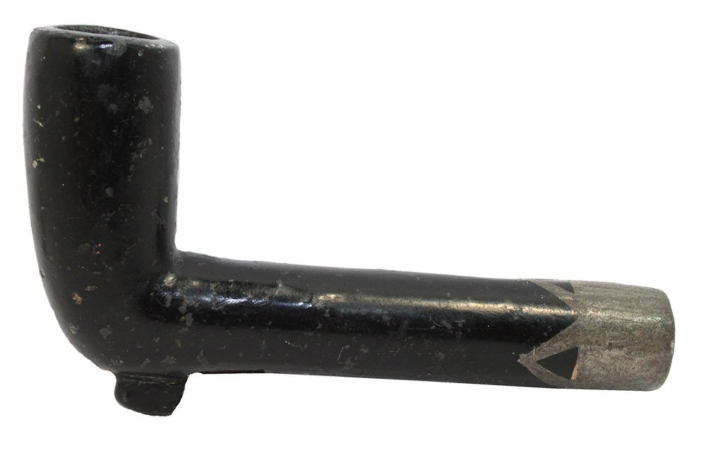 4 1/8" Steatite Pipe with Pewter Inlay around stem. (1 of 3)