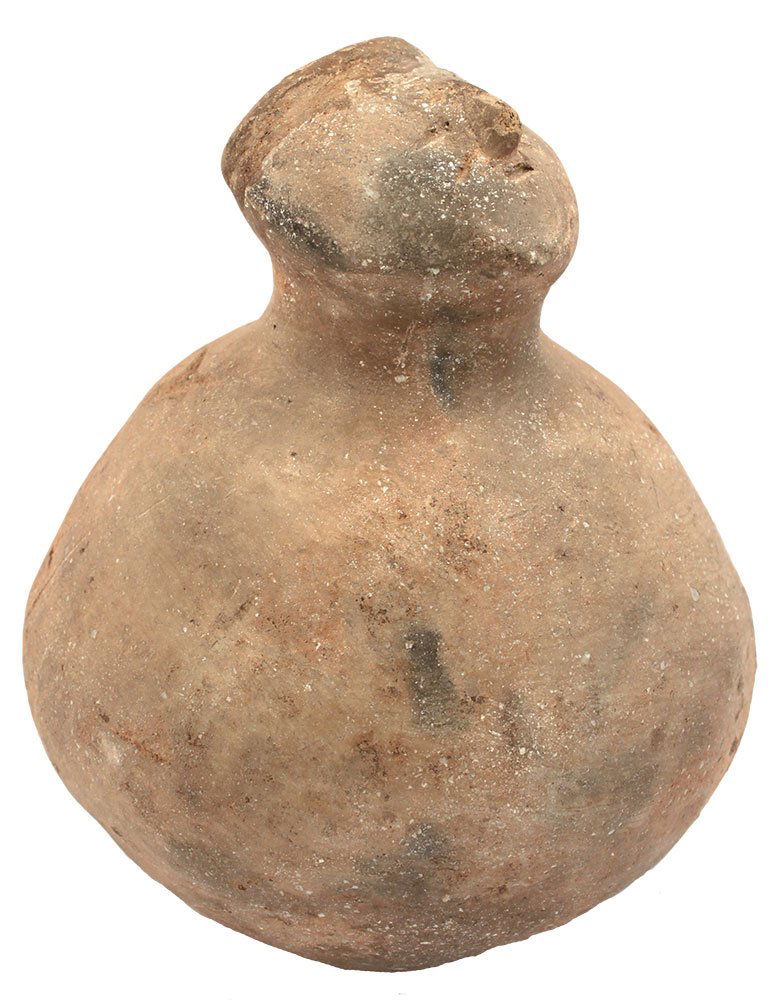 8" H.  Hooded Effigy Bottle.  Pemiscot Co, MO.  Some (1 of 4)