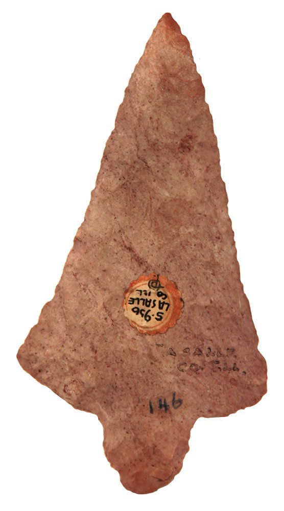 4 1/4" Dickson.  LaSalle Co, IL.  Reddish flint. (1 of 3)