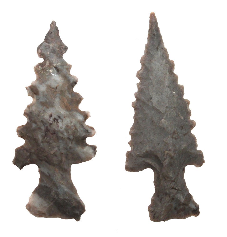 2 Sequoyah Points.  Spiro Mound.  LeFlore Co, OK.  1 (1 of 2)