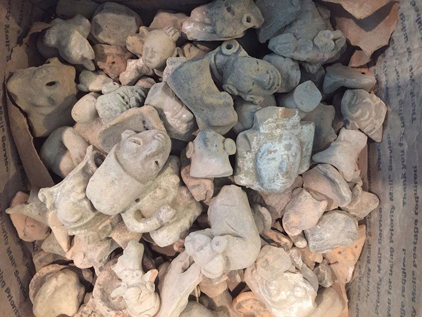 Box of ~120 Pre-Columbian Pottery Figure Heads and (1 of 1)