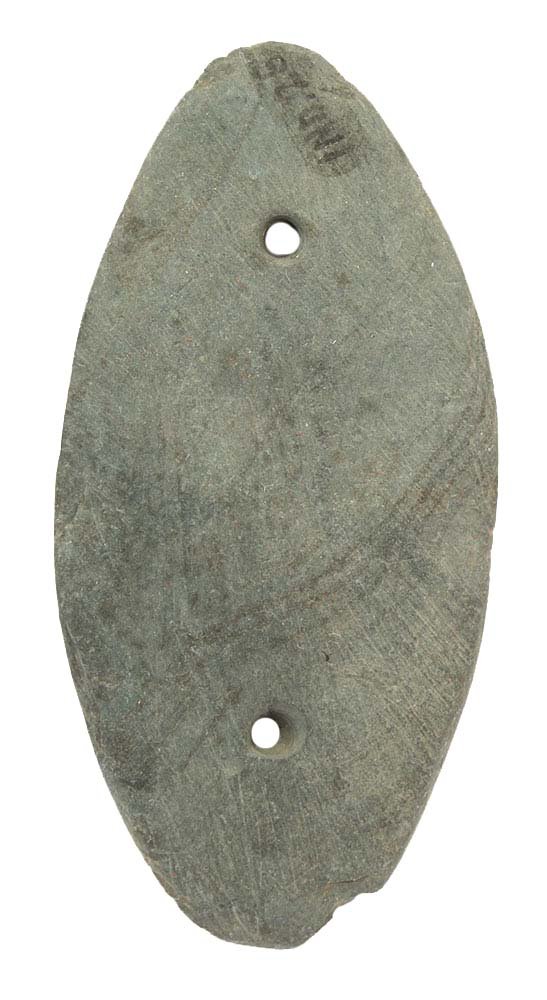 4 3/8" Elliptical Gorget.  Slate.  IN.  From the Lewis (1 of 2)