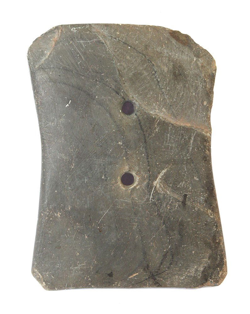 3 9/16" Bi-Concave Gorget.  IN.  Slate.   Classic (1 of 2)