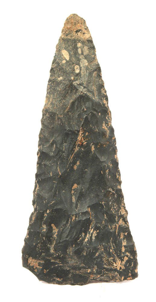 4 1/2" Triangular Knife.  Ohio.  Glossy black flint. (1 of 2)